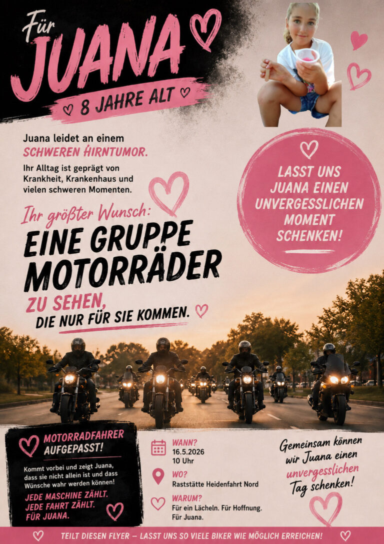 Motorrad-Charity für achtjährige Juana geplant